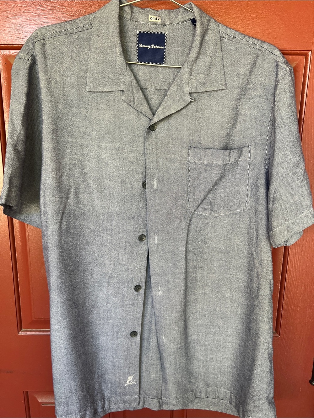 Tommy Bahama Blue-Grey Short Sleeve Button-Up Shirt